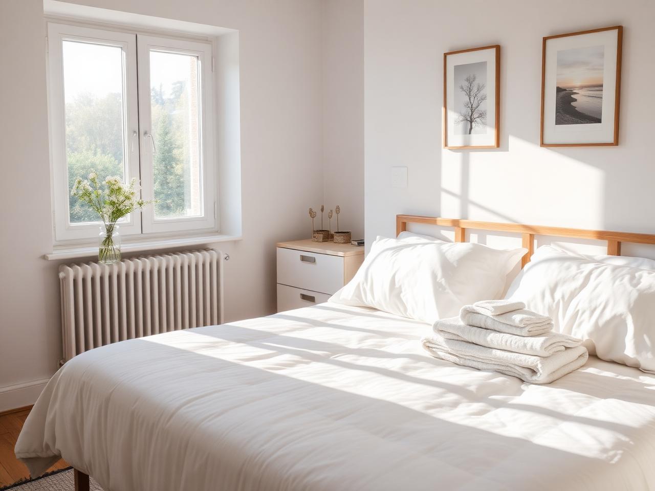 Clean linens and towels ready for the next guest